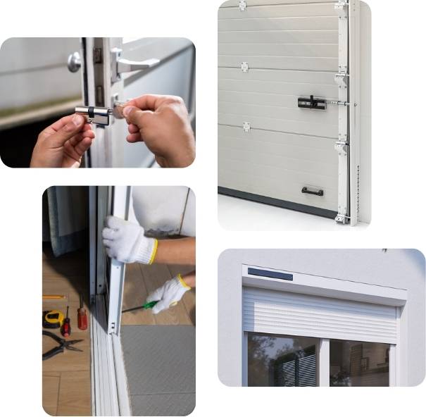 photos des expertises de l'entreprise Garnier: remplacement de serrure, porte de garage, baie vitrée, volet roulant solaire